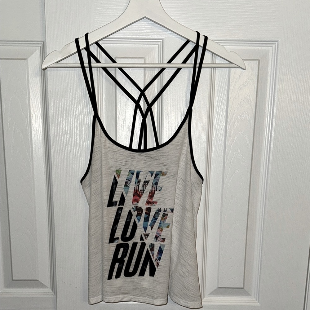 Live Love Run White activewear tank